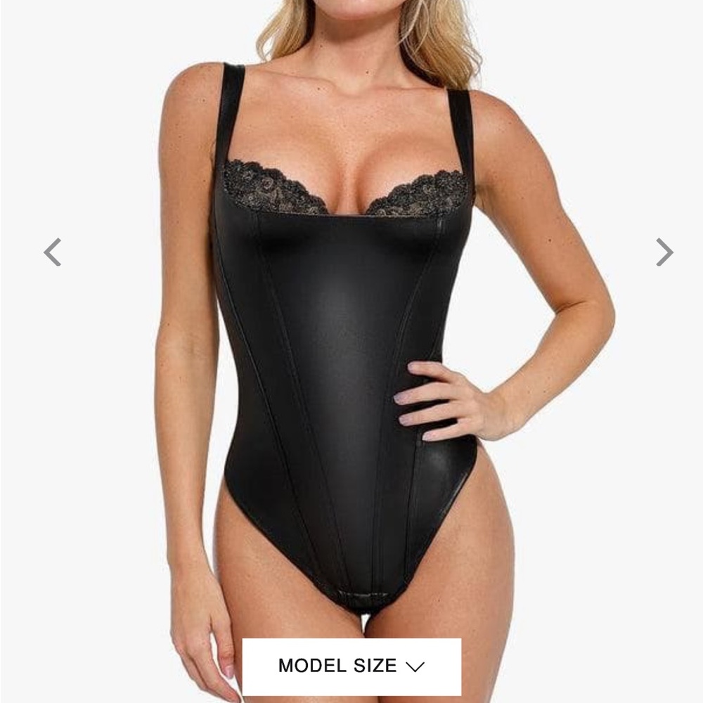 Popilush Black Lace Trim Bodysuit